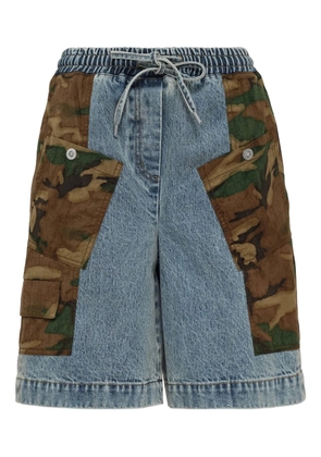 3.1 Phillip Lim camouflage-panel denim shorts - Blue