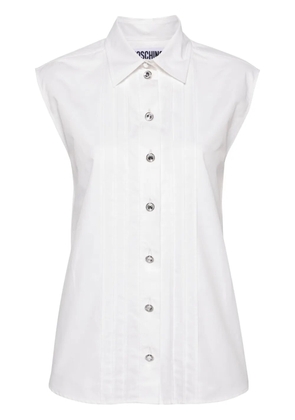 Moschino pintuck-detailing sleeveless shirt - White
