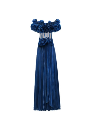 Gemy Maalouf off-the-shoulders pleated maxi dress - Blue