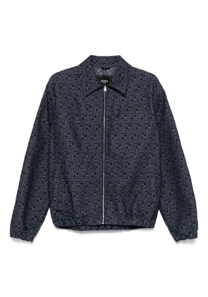 FENDI FF-jacquard denim bomber jacket - Blue