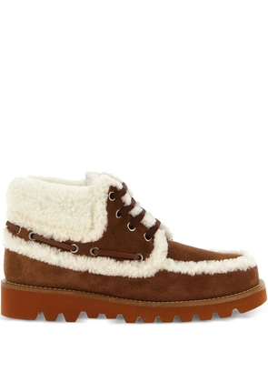 Valentino Garavani VLogo-detail lace-up leather boots - Brown