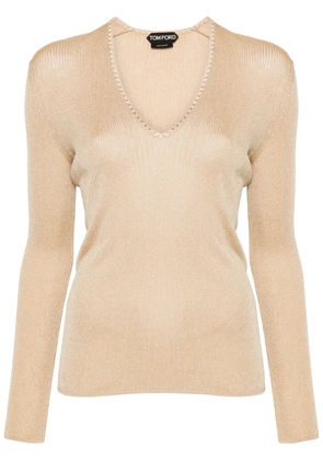 TOM FORD ribbed V-neck jumper - Neutrals
