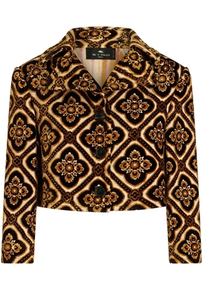 ETRO geometric-print cropped jacket - Brown