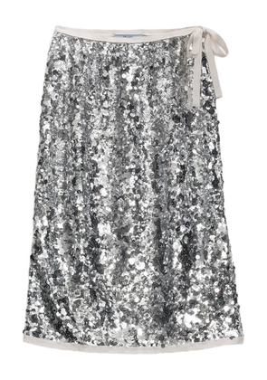 Prada sequin-embellished wrap midi skirt - Silver