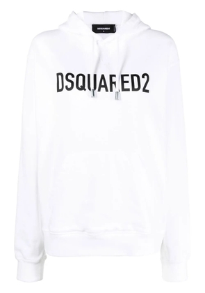 DSQUARED2 logo-print cotton hoodie - White