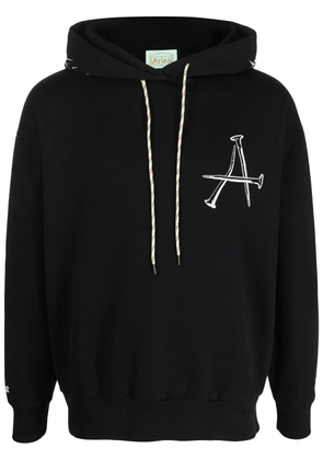 Aries graphic print drawstring hoodie - Black