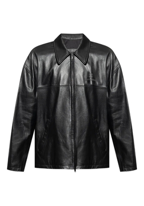 Balenciaga logo-embossed leather jacket - 1000 BLACK