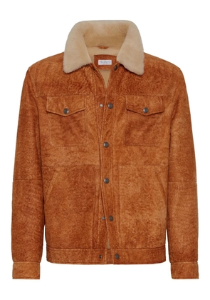 Brunello Cucinelli shearling-collar jacket - Brown
