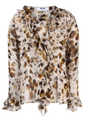 MSGM abstract-print chiffon blouse - Neutrals