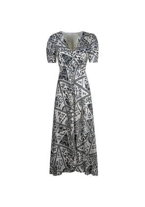 Saloni puff sleeve floral dress - White