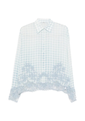 Ermanno Scervino gingham floral-lace shirt - Blue