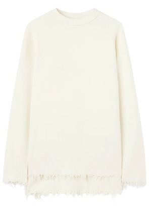 Jil Sander frayed-edge fine-knit jumper - White