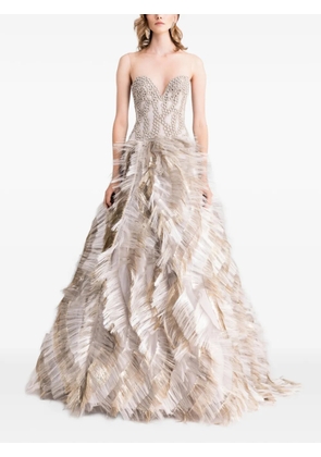 Gemy Maalouf strapless beaded maxi dress - Neutrals