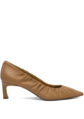 Halmanera 55mm Vale pleated pointed-toe pumps - Brown