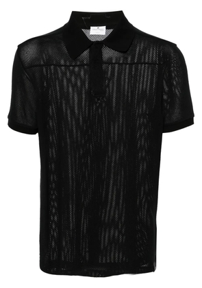 Courrèges logo-patch mesh polo shirt - Black