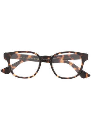 Gucci Eyewear round-frame logo glasses - Brown