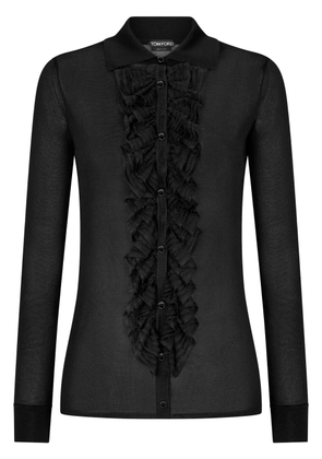 TOM FORD ruffle-panel long-sleeve shirt - Black