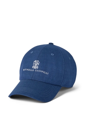 Brunello Cucinelli embroidered-logo wool baseball cap - Blue