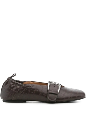 GANNI leather ballet flats - Brown