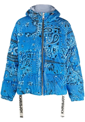 Khrisjoy paisley-print corduroy padded jacket - Blue