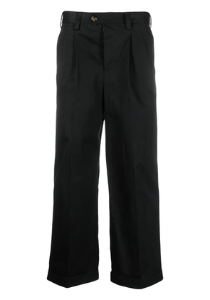 PT Torino pleated-edge cropped trousers - Black