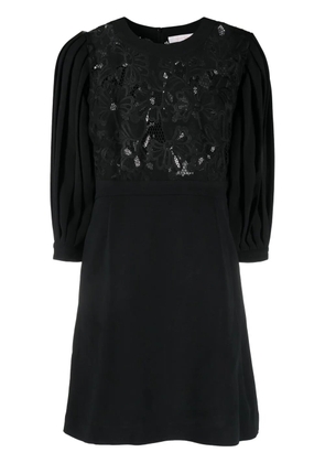 See by Chloé floral-panelled mini dress - Black