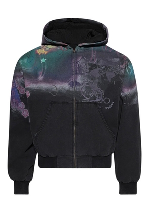 Praying abstract-print zip-up hoodie - Black