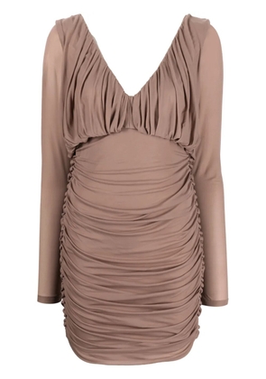 Saint Laurent V-neck draped mini dress - Pink