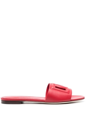 Dolce & Gabbana DG Logo leather slides - Red
