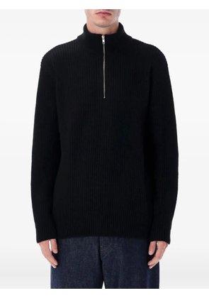 colorful standard ribbed half-zip sweater - Black
