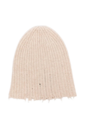 Uma Wang ribbed frayed beanie hat - Neutrals