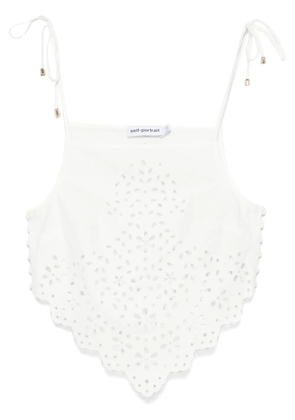 Self-Portrait cotton embroidered top - White