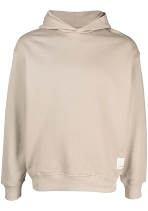 Emporio Armani logo-patch cotton hoodie - Neutrals