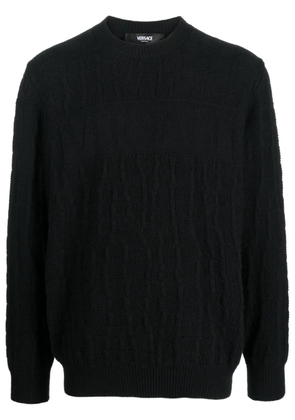 Versace crocodile-pattern cable-knit jumper - Black
