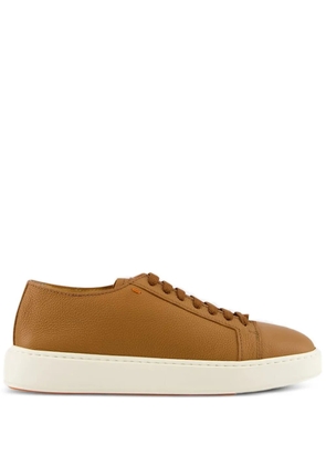 Santoni leather lace-up sneakers - Brown