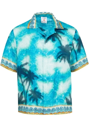 Casablanca Cuban-collar short-sleeve shirt - Blue