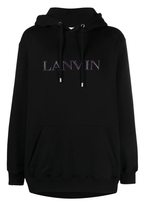 Lanvin logo-appliqué cotton hoodie - Black