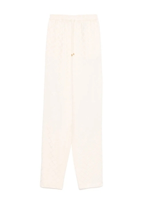 Elisabetta Franchi diamond-jacquard satin trousers - Neutrals
