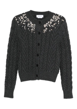 Alexander McQueen crystal-embellished cable-knit cardigan - Grey