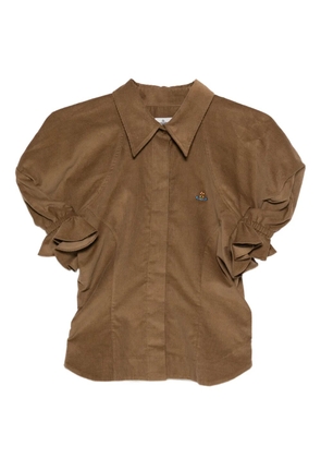Vivienne Westwood ruffled-sleeve cotton top - Brown