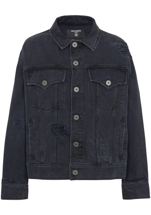 Balmain ripped-detail denim jacket - Black