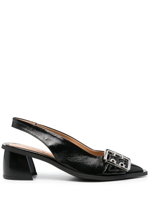 GANNI 50mm eyelet-detail slingback pumps - Black