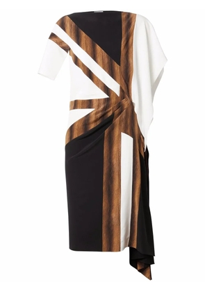 Burberry flag-print silk asymmetric dress - Black