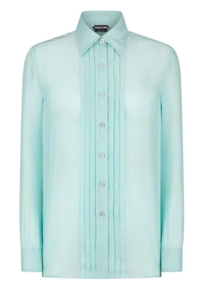 TOM FORD plissé-detail silk shirt - Blue