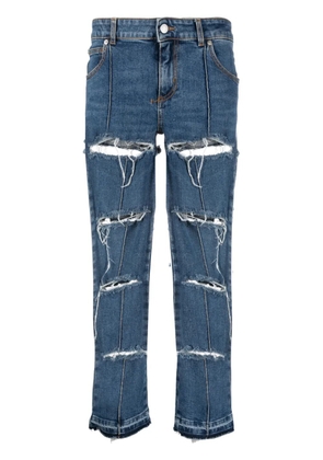 Alexander McQueen distressed cropped jeans - Blue