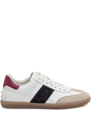 Tod's contrasting leather trainers - White