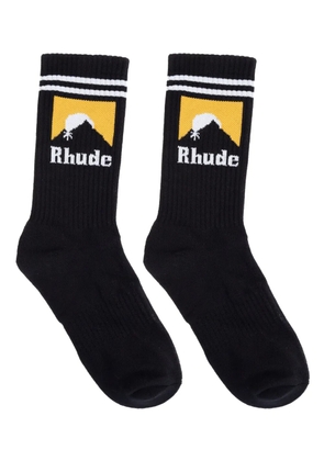 RHUDE intarsia-knit logo socks - Black