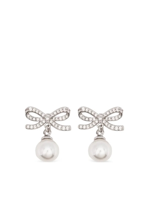 Self-Portrait bow drop earrings - Silver