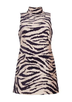 Cara Cara Tay zebra-print mock-neck mini dress - Neutrals