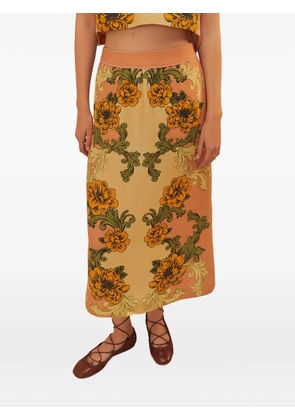 FARM Rio floral-print midi skirt - Neutrals